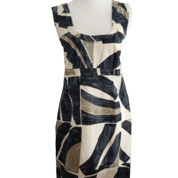 Weekend Max Mara Sleeveless Cotton Printed Geometric Shift Dress Size 12 - Picture 2 of 16